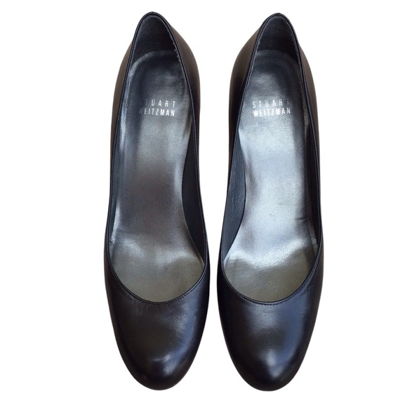 Stuart Weitzman Platswoon Black Leather Pumps - Picture 4 of 15